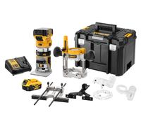 DeWALT - 18V AKU fresadora combinada 8 mm, 2x batería 5,0 Ah XR, cargador DCW604P2