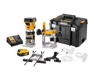 DeWALT - 18V AKU fresadora combinada 8 mm, 2x batería 5,0 Ah XR, cargador DCW604P2