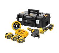 DeWALT - Amoladora angular inalámbrica de 54 V y 125 mm, con accesorios, 3 baterías de iones de litio de 9,0 Ah y cargador DCG418NTA