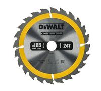 Dewalt circular saw blade 165x20mm with 24 teeth, ideal for quick cuts in natural wood and composite materials, suitable for both cross and longitudinal cuts, perfect for universal use in hand-held ci