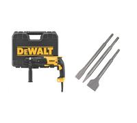 DeWalt D25133K-QS - Martillo Ligero Combi 800W 3 Modos- 26mm 2,6J - SDS Plus - P.Pistola con maletín TSTAK + DT60330-QZ - Juego SDS-Plus: Puntero 250mm + Cincel 20x250mm +Cincel 40x250mm