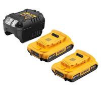 DeWalt DCB 1102 D2 Set de batería de arranque 18 V con 2x batería 2,0 Ah + cargador DCB 1102