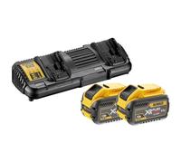 DeWalt DCB132X2-QW - Kit de 2 baterías carril XR Flexvolt 54V / 18V Li-Ion 9, 0 Ah y cargador doble de 54V - 18V - 14, 4V - 10, 8V carril Li-Ion