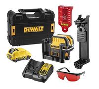 DEWALT DCE0825D1R-QW - Láser autonivelante de 2 líneas en cruz (Horizontal y vertical) y 5 puntos - Incluye batería DW 10,8V Litio - ROJO