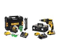 DEWALT DCE089D1G-QW - Láser autonivelante de 3 lineas de 360º-Incluye batería DW 10,8V Litio-Verde & DCF620D2-QW DCF620D2-QW-Atornillador Panel Yeso sin escobillas XR 18V con 2 baterías Li-Ion 2