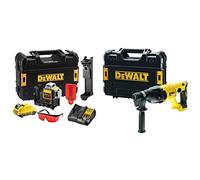 DeWalt DCE089D1R-QW Láser autonivelante de 3 líneas de 360º - Incluye batería DW 10 + DCH133NT-XJ - Martillo electroneumático sin escobillas XR 18V SDS-Plus 2 sin cargador/batería