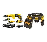 DeWalt DCF620D2K-QW 18V - XR LI-ION - Atornillador Panel yeso sin escobillas XR 18V Li-Ion 2,0Ah + Cargador rápido de tornillos con maletín TSTAK & DWST1-75552 Delantal porta-herramientas, Negro