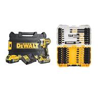 DEWALT DCF887P2-QW - Atornillador de Impacto sin escobillas XR 18V 1/4" 205Nm con 2 baterías Li-Ion 5,0Ah con maletín TSTAK, 400 W, 18 V, Negro Y Amarillo & DT70731T - Juego de destornilladores, Negro