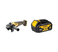 Dewalt Dcg406N-Xj Mini-Amoladora Sin Escobillas Xr 18V 125Mm Sin Cargador/Batería Con Interruptor Hombre-Muerto + Dcb182-Xj Batería Carril Xr 18V Li-Ion 4, Negro Y Amarillo