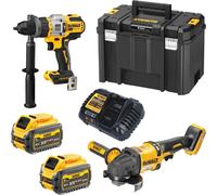DeWalt DCK 2016 T2T Combo Pack Set 18 V / 54 V FlexVOLT DCD 999 Taladro percutor + DCG 418 Amoladora angular + 2x batería 6,0 Ah + cargador + TSTAK