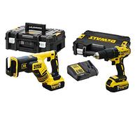 DeWalt DCK2068P2T - Pack de 18 V y 5,0 Ah (compuesto de: taladro de impacto DCD778 y sierra sable DCS367, incluye 2 baterías, cargador rápido del sistema), 18 V