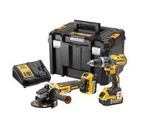 DEWALT DCK2080P2T-QW - Kit XR 18V con Taladro Percutor XR 18V DCD796, Amoladora XR 18V DCG405, 2 Baterías carril de litio 5Ah DCB184 y Maletín TSTAK II