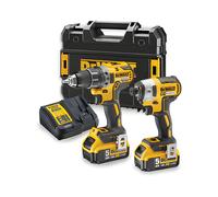 DeWALT DCK268P2T-QW power screwdriver/impact driver, 18V cordless drill set with 2x 5Ah batteries, features brushless technology for efficient drilling and driving, max torque 205Nm, CE certified, per