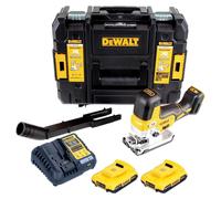 DeWALT DCS 335 D2 Sierra caladora a batería XR 18V en maletín TSTAK + 2x Batería DCB 183 2,0 Ah + Cargador DCB 115