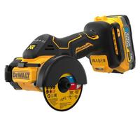 DEWALT DCS438E2T-QW - Cortadora multi material de 18V Powerstack, diámetro de la hoja de 76mm, motor sin escobillas, conexión M10, incluye cubierta de protección, 3 hojas de corte, 2 baterías Powersta