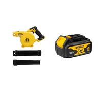 DEWALT DCV100-XJ - Soplador Compacto XR 18V, Sin Cable, Extensión de Tubo y Adaptador de soplado o succión incluidos, Sin Cargador/batería & DCB182-XJ Batería Carril XR 18V Li-Ion 4, Negro y Amarillo