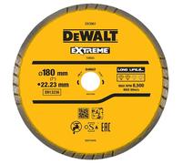 DEWALT Disco de diamante con borde turbo híbrido, 180 mm de diámetro con un orificio de 22.23 mm, DX3961
