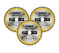 DEWALT DT1962-QZ - Juego de 3 Hojas de Sierra Circular para Construcción, Disco de corte de 40 dientes 216 x 30 mm, Resistencia y Precisión Profesional