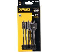 DeWalt DT70834-QZ, set de brocas planas para madera, uso profesional en carpintería, perforación precisa y rápida de 16-32 mm con soporte resistente, color negro/amarillo