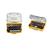 DeWalt DT71516-QZ - Juego de 24 piezas con llaves de vaso y puntas de atornillar. Llaves de vaso hexgonales: 6, 7, 8, 10, 11, 13. Llave de carraca. Portapuntas. Puntas de 25mm: Pz2 x2, Pz3, Ph1, Ph2 x2, T10, T15, T20, T25, T30, T40, Hex 4, Hex 5, Hex 6. + DT7969-QZ - Pack de 32 puntas en caja