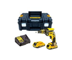 DeWalt DT7520 Kit Atornillador para Pladur/Yeso Brushless 1/4" 18V, 2 Baterías 2.0Ah, Cargador, Portapuntas Magnético, Maletín TSTAK II