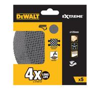 Dewalt DTM8560-QZ Hojas de Lija de Malla Autoadherente para Lijadoras Orbitales Ø125 mm, Grano 60, Pack de 5 uds, Larga Duración