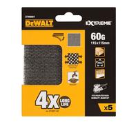 Dewalt DTM8664-QZ Lijas de Malla para Lijadora Orbital, 115 x 115 mm, Grano 60, Pack de 5 Unidades, Larga Duración