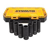 DEWALT DWMT74737 Tough Box - Juego de llaves de vaso de impacto profundas de cuadradillo de 1/2", 7 piezas, mm