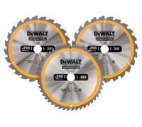 DeWALT - Juego de 3 piezas de hojas de sierra para madera 250x30 mm DT1963