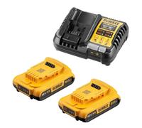 DeWALT - Juego de cargador 4A y 2 baterías XR 18 V Li-Ion 2,0 Ah DCB1104D2