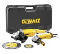 DEWALT: Juego de esmeriladoras angulares de 230 + 125 mm (DWE492 + DWE4207) + discos de corte DT3711, DT3731, maletín