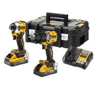 DeWALT - Juego de taladradora de percusión y llave de percusión AKU de 18 V, 2 POWERSTACK de 5,0 Ah, cargador DCK2050H2T