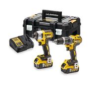 DeWALT - Juego de taladro de percusión y llave de percusión AKU de 18 V, 2 baterías XR de 5,0 Ah, cargador DCK266P2T