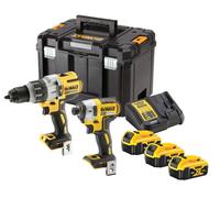 DeWALT - Juego de taladro percutor y destornillador de impacto 18V, 3 baterías de 5,0 Ah XR, cargador DCK276P3T