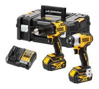 DeWALT - Juego de taladro percutor y llave de impacto AKU de 18 V, 2 baterías Li-Ion de 4,0 Ah, cargador DCK2062M2T