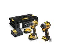 DeWALT - Juego inalámbrico de taladro atornillador y llave de impacto de 18V, 2 baterías de 5,0 Ah Li-Ion, cargador DCD791P2A
