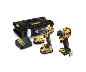 DeWALT - Juego inalámbrico de taladro atornillador y llave de impacto de 18V, 2 baterías de 5,0 Ah Li-Ion, cargador DCD791P2A