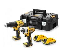 DeWALT - Kit de atornillador perforador y destornillador de impacto a batería 18V, 2 baterías de 2,0 Ah XR, con cargador. DCK2060D2T