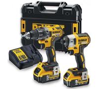 DeWALT - Kit de atornillador perforador y destornillador de impacto a batería 18V, 2 baterías de 5,0 Ah XR, con cargador. DCK268P2T