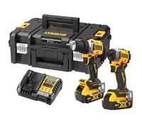 DeWALT - Kit de atornillador perforador y destornillador de impacto a batería 18V, 2 baterías de 5,0 Ah XR, con cargador. DCK2051P2T