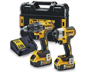 DeWALT - Kit de atornillador perforador y destornillador de impacto a batería 18V, 2 baterías de 5,0 Ah XR, con cargador. DCK268P2T