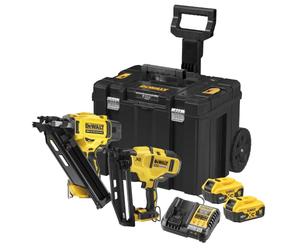 DEWALT Kit Doble de Clavadoras XR 18V Brushless con 2 Baterías de 5,0Ah, Cargador y Maletín TSTAK, Enchufe EU, DCK246P2T-QW