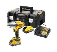 DEWALT - Llave de impacto de alto torque, Motor sin escobillas 18V XR, 1/2'' con anillo de retención, Incluye 2 baterías Powerstack de 5Ah en maletín TSTAK, DCF900H2T-QW
