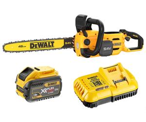 DeWALT - Motosierra 54V AKU, 1 x aku 9,0 Ah FLEXVOLT cargador DCMCS574X1
