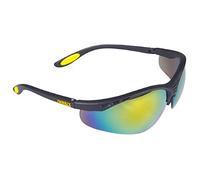 DEWALT Gafas de seguridad Reinforcer DPG58 Montura BlackFire Lente espejo amarillo Talla única