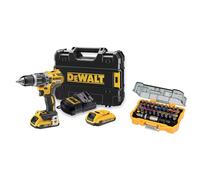 DeWALT - Taladro atornillador a batería 18V con atornillador de impacto, con accesorios, 2x batería 2,0 Ah Li-Ion, cargador DCD796D2A