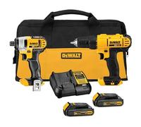 DEWALT Taladro inalámbrico y destornillador de impacto de 20 V MAX, kit combinado de herramientas eléctricas con 2 baterías y cargador (DCK240C2)