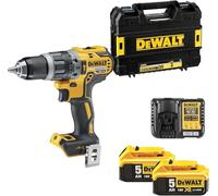 DeWalt Taladro percutor sin escobillas DCD796P2-QW 18V 2x5Ah Li-Ion maletín TSTAK negro/amarillo