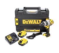 DEWALT Taladro Percutor sin Escobillas XR 18V, 95Nm, portabrocas 1,5-13mm, 3 Velocidades, Incluye 2 Baterías Li-Ion 5Ah, Cargador, Empuñadura, Maletín TSTAK, DCD996P2-QW