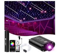 DEWEL Kit de Luces de Fibra Óptica, 16W RGBW 300PCS*0.75mm*2m/Meteor 3W Blanco 20pcs*1.0mm*2m, APP Bluetooth/Mando a Distancia 28 Teclas, Luz Musical para Iluminación Ambiente Techo Hogar/Coche